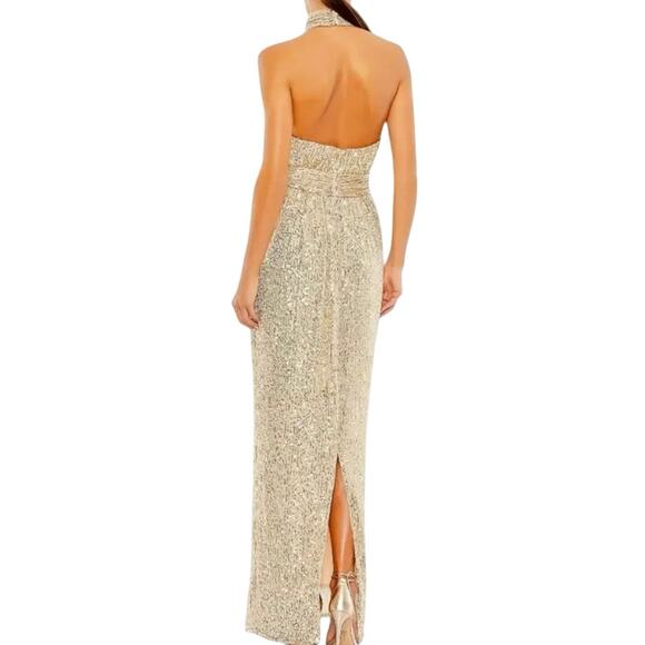 MAC DUGGAL 11281 Sequined Halter Belted Soft Tie Gown, Size 4, New with Tag $398 - Picture 3 of 13